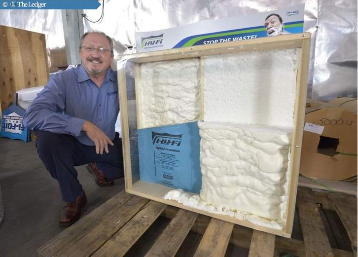 Bill Lippy showing off HY-FI Insulation