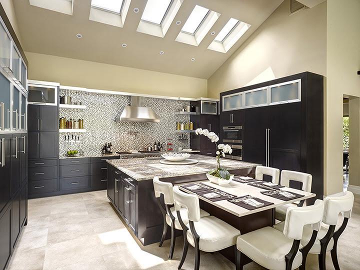 a kitchen with a large table and chairs southern american home